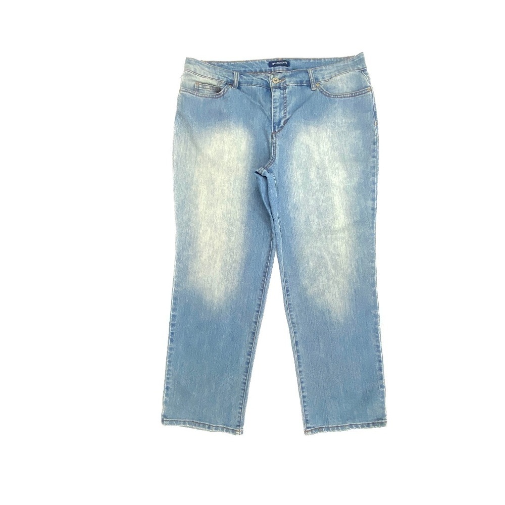 Bandolino Mandie Straight Leg Women's size 16PS Medium Wash Blue Denim jeans G